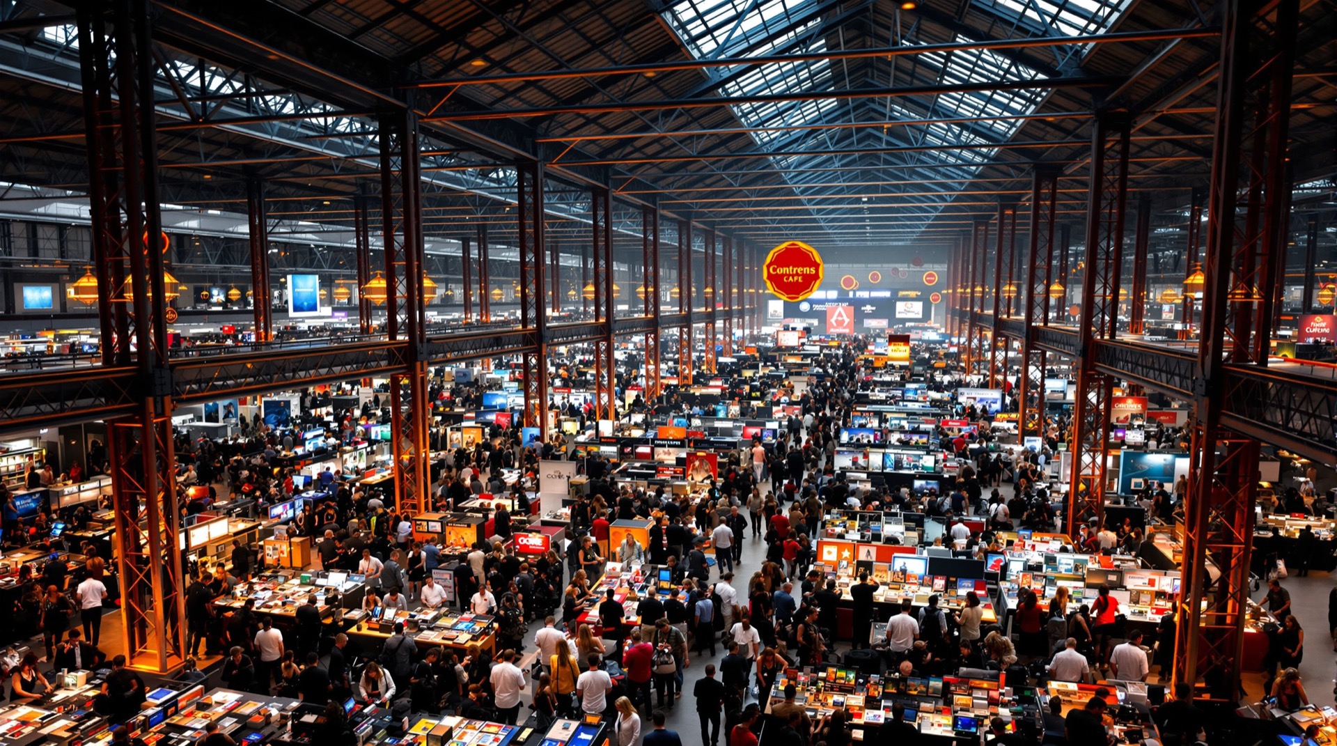 Enormous European board-game fair with crowds discovering new games